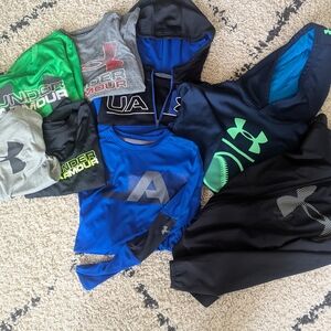 Under Armour Kids' Blue and Green Logo Tops